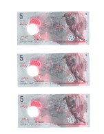 MALDIVES P-26Aa > 3x 5 RUFIYAA 2017, CONSEQUTIVE SERIAL NUMBERS, POLYMER, ALL UNC - Maldive