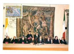 Maxicard Marke Vatikan Cerimonia Della Firma 1985 - Maschinenstempel (EMA)