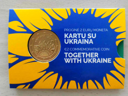 LITUANIE 2023 - UKRAINE - COINCARD - 2 EUROS COMMEMORATIVE - PLAQUE OR - VERGOLDET - Litouwen