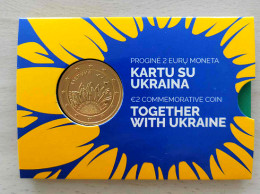 LITUANIE 2023 - UKRAINE - COINCARD - 2 EUROS COMMEMORATIVE - PLAQUE OR - VERGOLDET - Lithuania