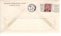 19593) Canada Vancouver Post Mark Cancel 1932 Overprint - Covers & Documents