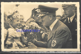 RARE NAZI Germany ADOLF HITLER WITH CHILDREN PHOTO POSTCARD RPPC By HOFFMANN - War 1939-45