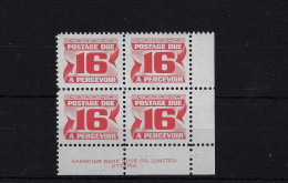 CANADA SGD41, 16C SCARLET MNH IMPRINT BLOCK - Other & Unclassified