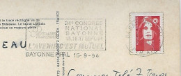 " BAYONNE PPal - Pyrenees Atlantiques " Secap 34 E CONGRES NATIONAL BAYONNE 154.16.17 SEPT 94 L'AVENIR C'EST MUTUEL - Army Postmarks (before 1900)