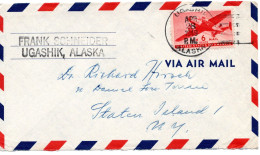 67601 - USA - 1949 - 6¢ Luftpost EF A LpBf UGASHIK ALASKA -> Staten Island, NY - Storia Postale