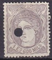 ESPAGNE - 1 E. 600 Violet-gris Perforé D'un Cercle - Neufs