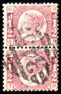 1870 ½d  Rose-red Plate 8, Vertical Pair With Neat Numeral Diamond "345" Of Mullingar, The Second Scarcest Plate #. - Oblitérés