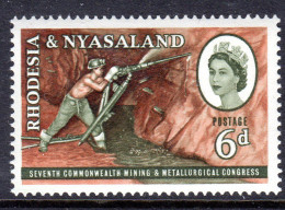 RHODESIA & NYASALAND - 1961 MINING & METALLURGICAL CONGRESS 6d STAMP FINE MNH ** SG 38 - Rhodesien & Nyasaland (1954-1963)