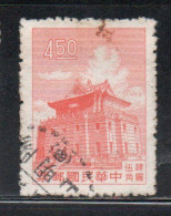 CHINA REPUBLIC REPUBBLICA DI CINA TAIWAN FORMOSA 1960 1961 CHU KWANG TOWER QUEMOY 4.50$ USED USATO OBLITERE' - Used Stamps