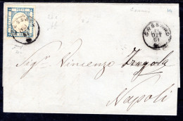 1861 16 OTT 2 Gr. SASS 20c CON OTTIMI MARGINI SU PIEGO DI LETTERA DA CASSANO P8 PER NAPOLI EX COLLEZIONE IMPERATO FIRMA - Napels