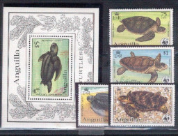 (008+15) Anguilla  WWF / Animals / Tiere / Dieren / Turtles Sheetlet / Tortues ** / Mnh  Michel 541-544 + BL 49 - Anguilla (1968-...)