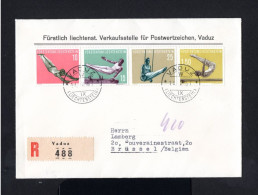 S4899-LIECHTENSTEIN-REGISTERED COVER VADUZ To BRUSSELS (belgium) 1957.ENVELOPPE Recommande.SPORTS - Briefe U. Dokumente