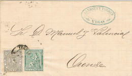 50691. Carta Entera  VIGO (Pontevedra) 1874. Sello Impuesto Guerra - Covers & Documents