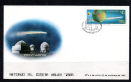 SPACE - CHILE - 1985 - HALLEYS COMET  ILLUSTRATED FDC - Sud America