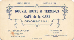 Givors * Nouvel Hôtel & Terminus , Café De La Gare P. BARACAND  * Carte De Visite Ancienne - Givors