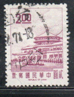 CHINA REPUBLIC REPUBBLICA DI CINA TAIWAN FORMOSA 1968 1975 SUN YAT-SEN BUILDING YANGMINGSHAN 2$ USED USATO OBLITER - Used Stamps