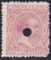 Spain 1889 Sc 266 España Ed 224T Telegraph Punch Cancel - Telegramas