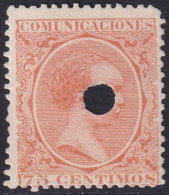 Spain 1889 Sc 267 España Ed 225T Telegraph Punch Cancel - Telegramas