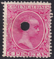 Spain 1889 Sc 269 España Ed 227T Telegraph Punch Cancel - Télégraphe