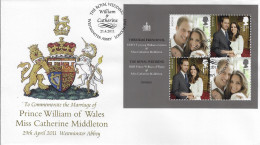 GB 2011 ROYAL WEDDING MINI SHEET, BUCKINGHAM COVERS OFFICIAL FDC - 2011-2020 Em. Décimales