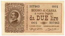 2 LIRE BUONO DI CASSA EFFIGE V. EMANUELE III PRIMA SERIE 001 02/09/1914 SUP - Otros