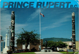 Canada Prince Rupert City Hall Totem Poles And Charles Hays Statue  - Prince Rupert