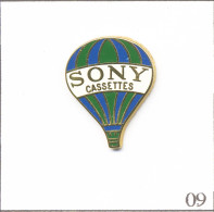 Pin's Transport - Montgolfière / Ballon “Sony“ - Rayures Vertes Et Bleues. Est. Sony 1989. Zamac. T953-09 - Montgolfier