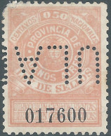 ARGENTINA,Revenue Stamp Tax Fiscal 050c.- Province Of Buenos Aires,(PERFIN Inverted)Mint - Service