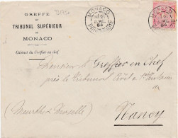 33175# ALBERT Ier N°15 SEUL LETTRE Obl MONACO PRINCIPAUTE 1894 NANCY MEURTHE ET MOSELLE - Briefe U. Dokumente