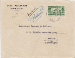 33189# SYRIE LETTRE TARIF IMPRIME Obl ALEP 1935 Pour BERLIN PARTI SANS LAISSER D'ADRESSE ETIQUETTE - Briefe U. Dokumente