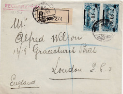33194# GRAND LIBAN LETTRE RECOMMANDEE Obl BEYROUTH 1928 LONDRES ANGLETERRE LONDON ENGLAND - Cartas & Documentos