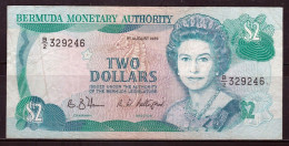 Bermuda Monetary Authority 1989 Banknote $2 Dollar P-34b Circulated + FREE GIFT - Bermudas