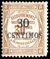 French Morocco 1909-10 30c Postage Due (pulled Corner Perf) Lightly Mounted Mint. - Impuestos