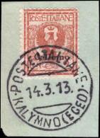 Calimno 1912-21 2c Orange-brown Fine Used On Piece. - Ägäis (Calino)