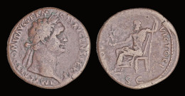 Domitian AE Sestertius Jupiter Seated Left On Throne - Les Flaviens (69 à 96)