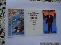 CAMEROON  MNH  STAMPS PAIR  AND LEBEL CHURCHILL FAMOUS   PEOPLES - Sir Winston Churchill