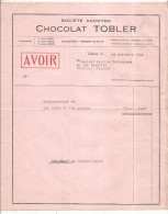 Facture, Avoir, CHOCOLAT TOBLER, TALENCE, 1932, Frais Fr 1.75 E - Lebensmittel