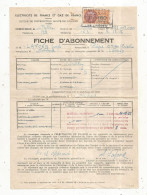 Fiche D'abonnement, ELECTRICITE DE FRANCE ET GAZ DE FRANCE, 1956 , Bellac, PIEGUT, BUSSIERE POITEVINE, Frais Fr 1.65e - Unclassified