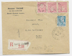 FRANCE ARC TRIOMPHE 1FR50 ROSEX3+50C MERCURE LETTRE COVER REC SAINT CLOUD 2.11.1944 AU TARIF - 1944-45 Arco Di Trionfo