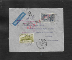 LA RÉUNION LETTRE EN R CACHET St DENIS AVEC GRIFFE POSTE AÉRIENNE ETUDE RÉUNION MADAGASCAR TANANARIVE1938 : - Cartas & Documentos