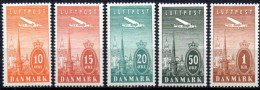 Danemark: Yvert N° A 6/10*; Cote 35.00€ - Poste Aérienne