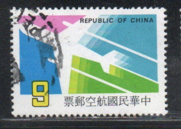 CHINA REPUBLIC CINA TAIWAN FORMOSA 1987 AIR POST MAIL AIRMAIL AIRPLANE 9$ USED USATO OBLITERE' - Luftpost