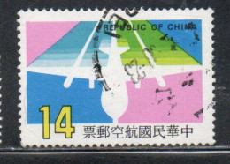 CHINA REPUBLIC CINA TAIWAN FORMOSA 1987 AIR POST MAIL AIRMAIL AIRPLANE 14$ USED USATO OBLITERE' - Poste Aérienne