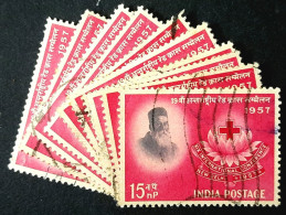 INDIA 1957 Red Cross Lot Of 10 Used - Gebruikt