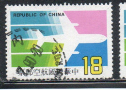 CHINA REPUBLIC CINA TAIWAN FORMOSA 1987 AIR POST MAIL AIRMAIL AIRPLANE 18$ USED USATO OBLITERE' - Poste Aérienne