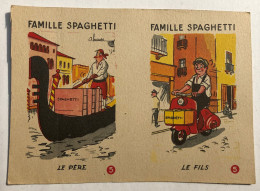 Scooter Vespa - 2 Cartes Anciennes à Jouer Famille Spaghetti - Illustrateur André HARVEC - Moto
