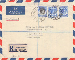 SINGAPORE - REGISTERED AIR MAIL 1950 - ST. GALLEN/CH / *274 - Singapur (...-1959)
