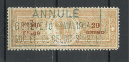 SCHWEIZ Switzerland O 1914 Canton De Genève Timbre Estampillé Revenue Tax Steuermarke - Fiscales