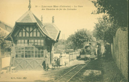 CPA CP Carte Postale Luc Sur Mer La Gare Des Chemins De Fer Calvados Train Locomotive B.F Paris - Luc Sur Mer