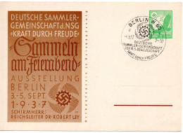 58875 - Deutsches Reich - 1937 - 5Pfg Luftpost SoGAKte "Sammeln Am Feierabend" SoStpl BERLIN - ... KRAFT DURCH FREUDE - Lettres & Documents